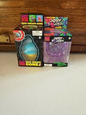 Needoh Jelly Squish Purple Squishy & Nice Ice Cream Cone Kids Toy Set